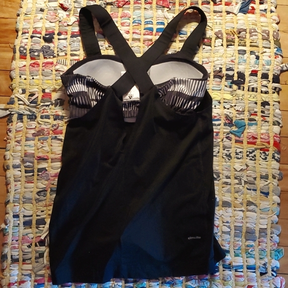 Adidas Layer Sports Tank Top Size XS Black & White - Picture 2 of 2